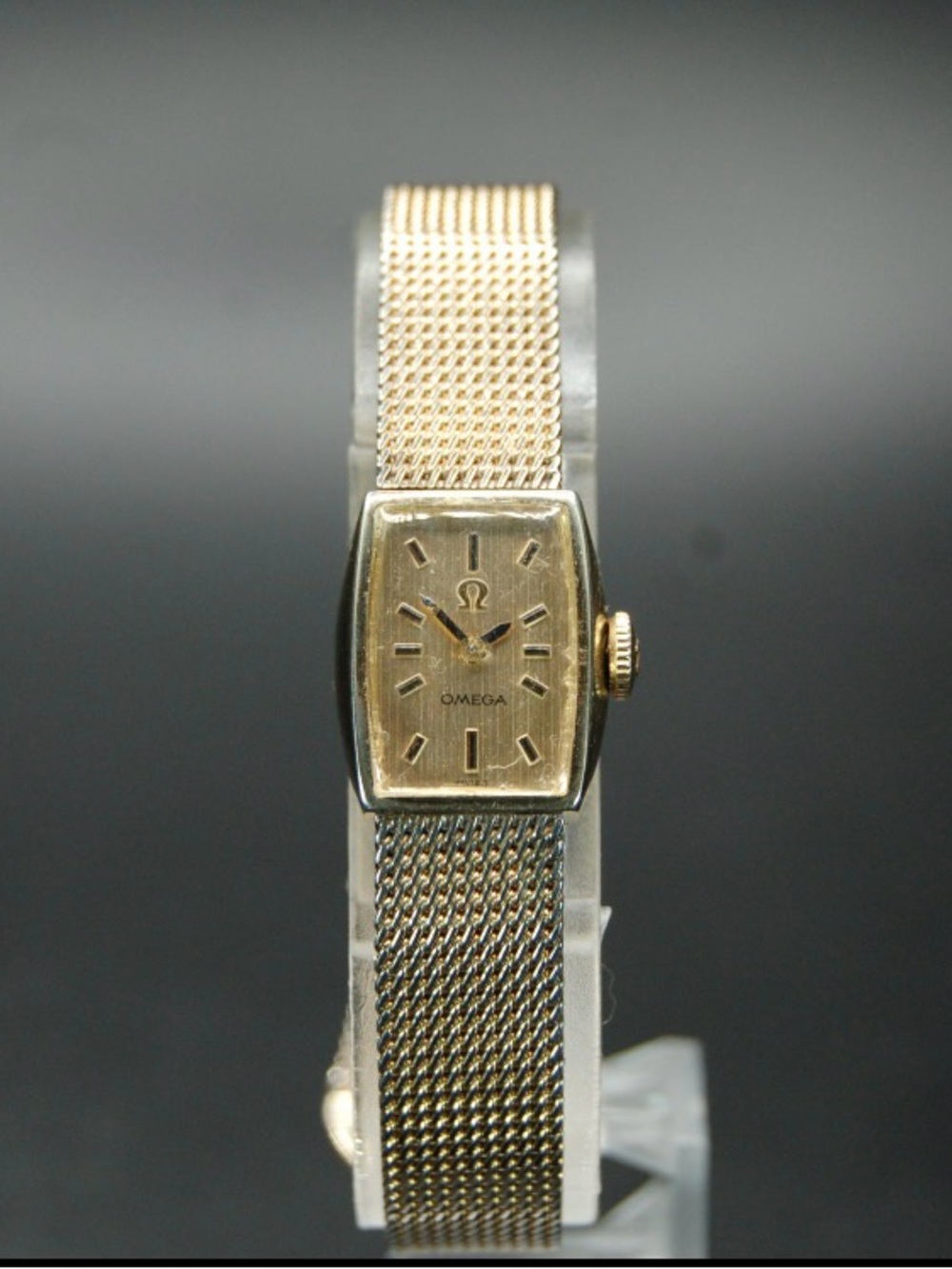 Omega Women's Gold 10k GF Mesh Bracelet Watch with Champagne Dial